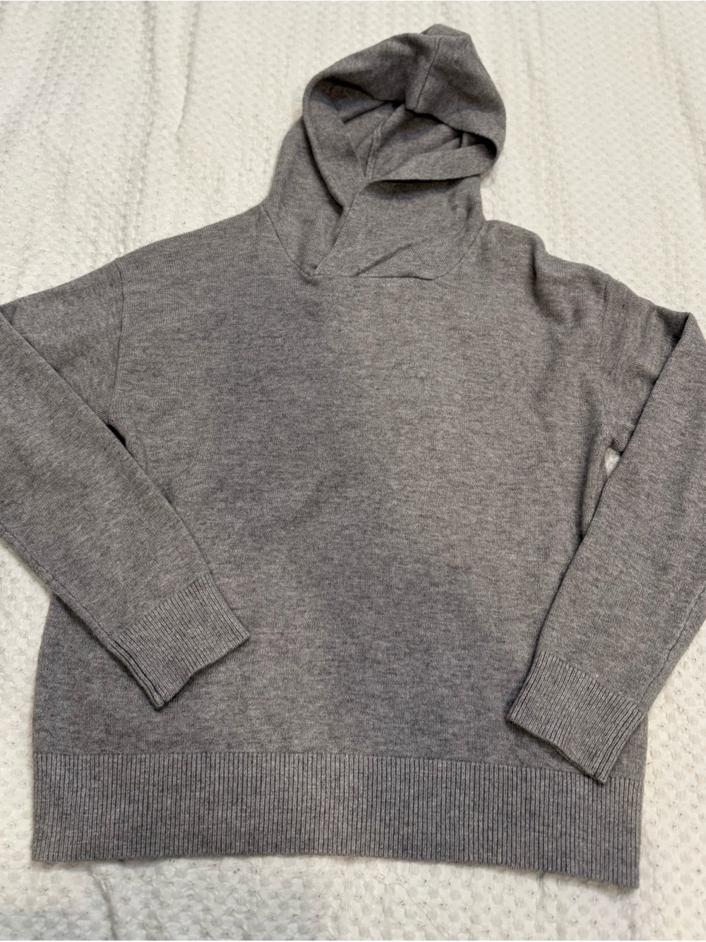Olivaceous Soft Grey Knit Hooded Sweatshirt